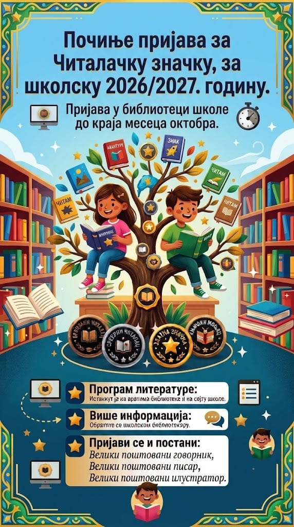 Читалачка значка за школску 2026/2027. годину