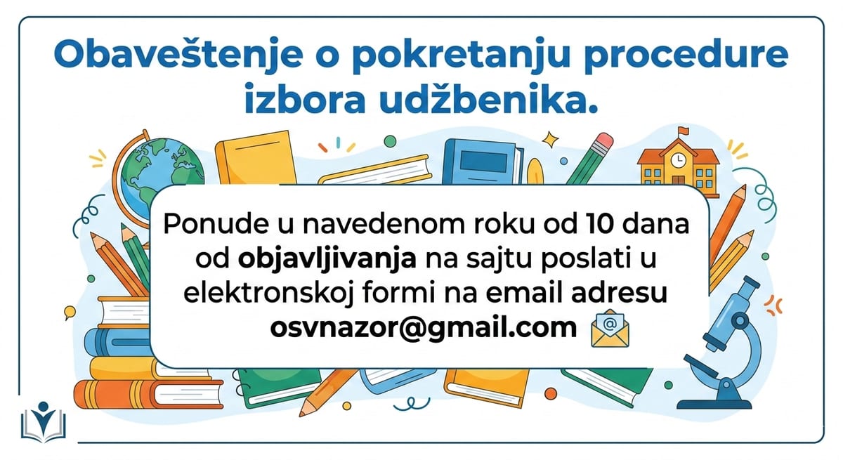 Obaveštenje o pokretanju procedure izbora udžbenika