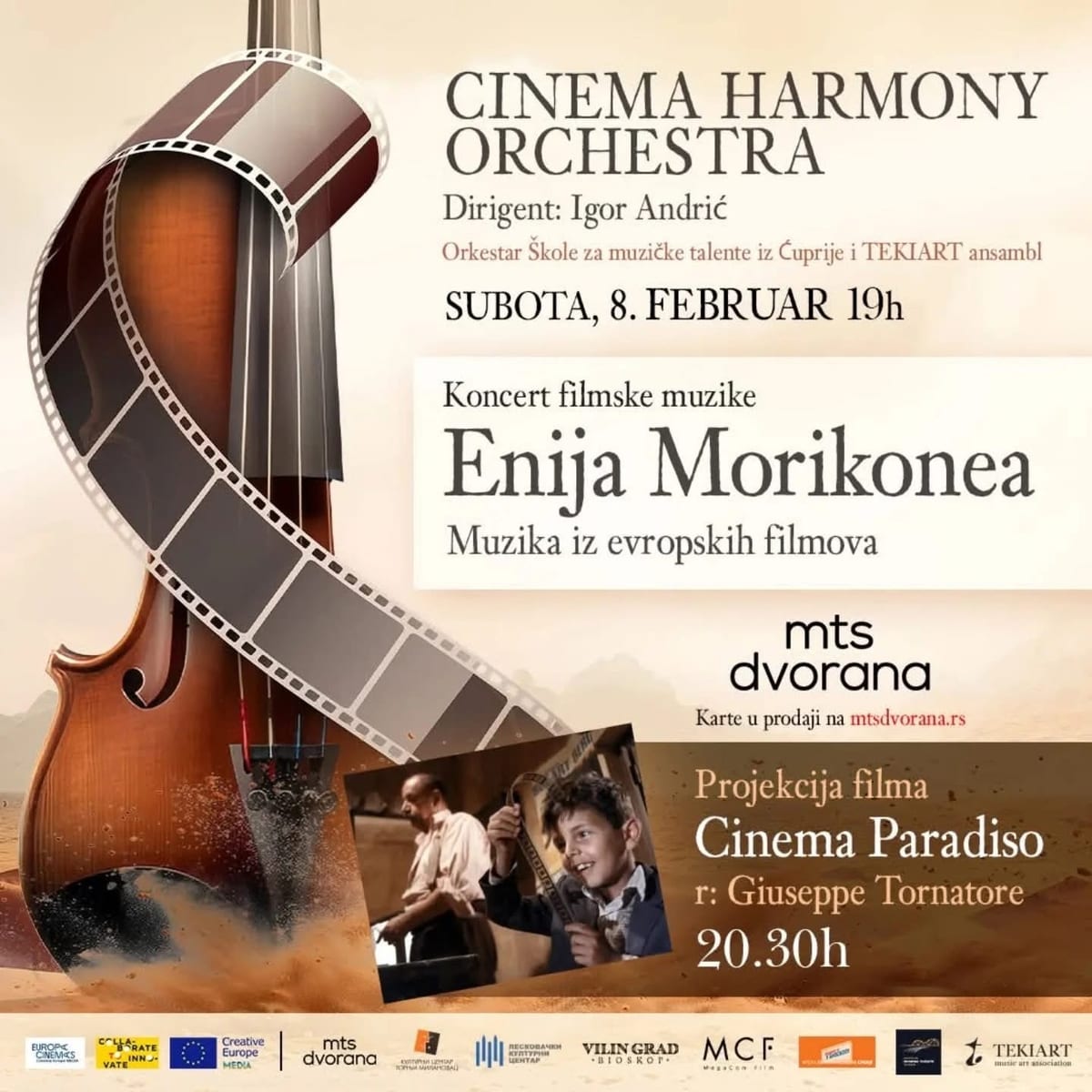 Koncert filmske muzike Enija Morikonea i projekcija filma „Cinema Paradiso“