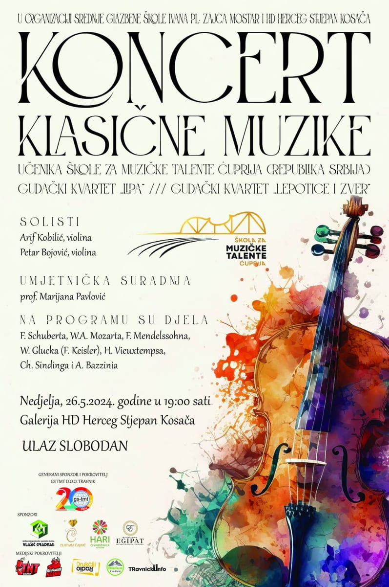 Mostar: Koncert učenika Škole za muzičke talente Ćuprija