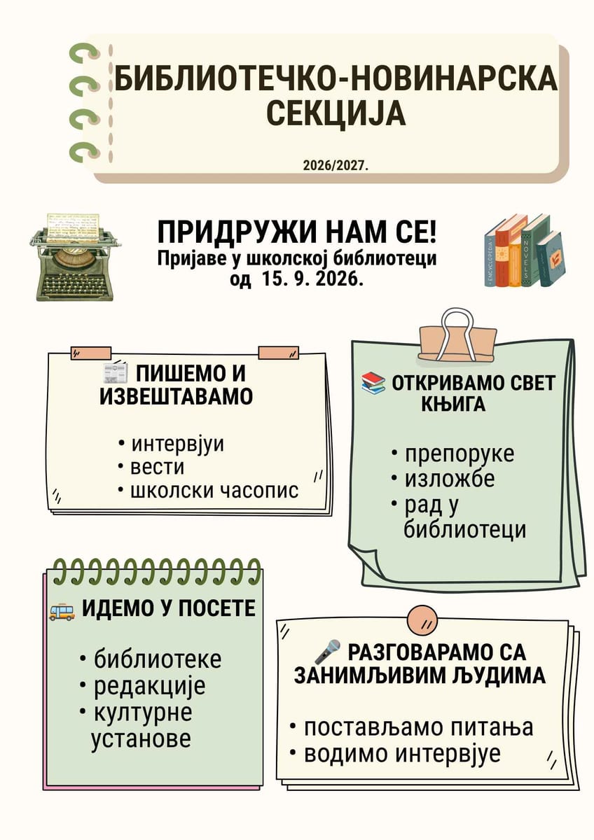 Bibliotečko-novinarska sekcija poziva nove članove!